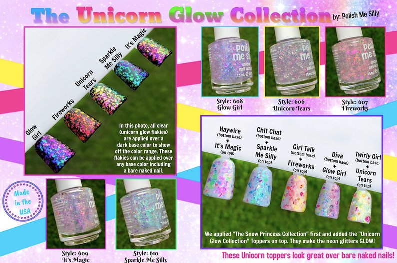It\'s Magic: Nail Collection Topcoats Unicorn Polish Glow FLAKIE